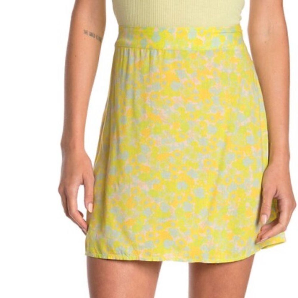Abound Floral Cotton Lined A-line Mini Skirt M NWT